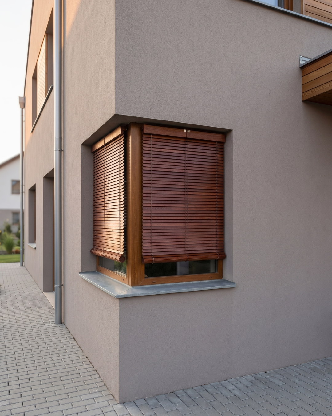 Exterior Window Blind - Cherry wood