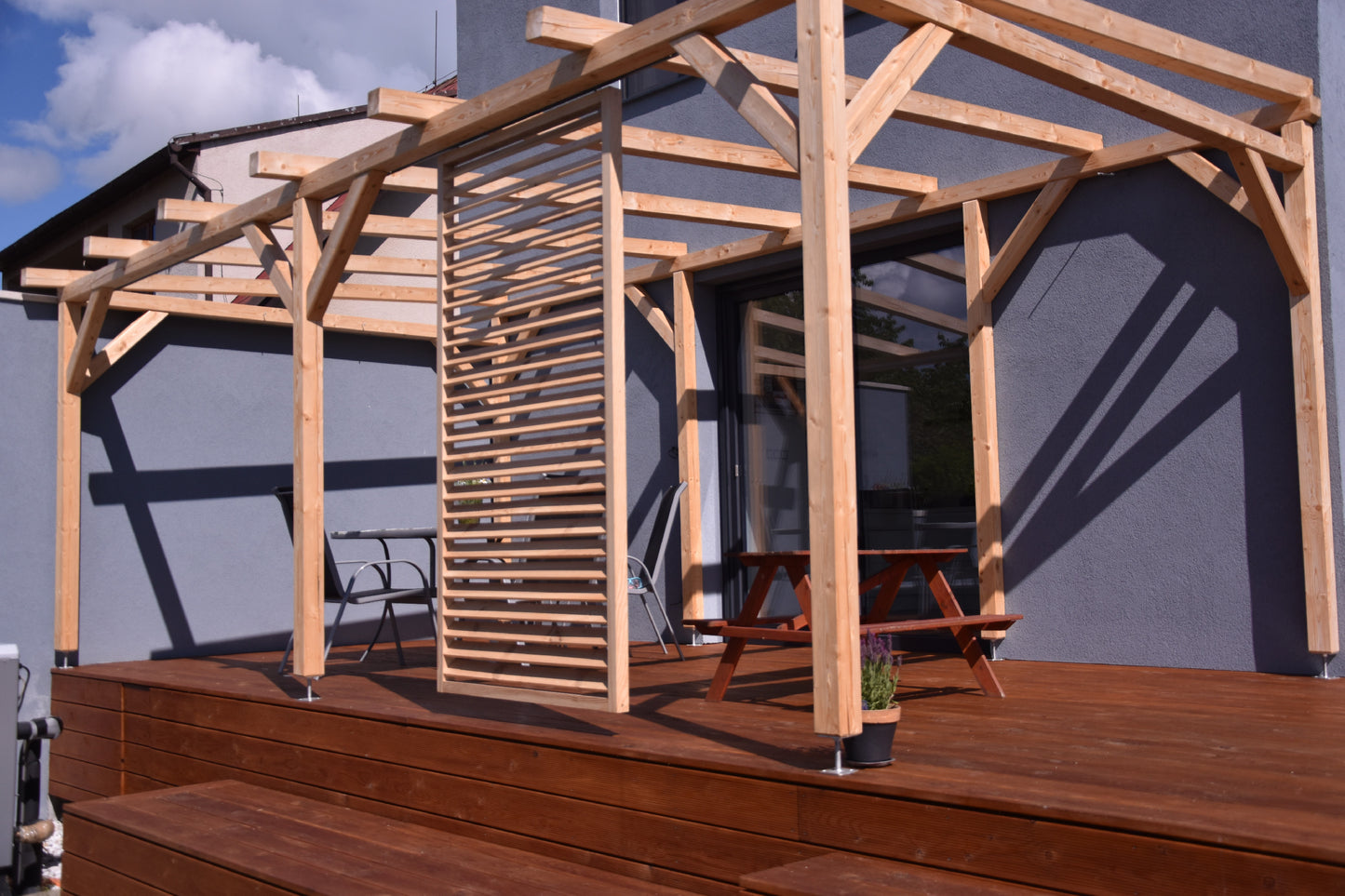Sliding Outdoor Sunscreen for Terraces - Natural wood