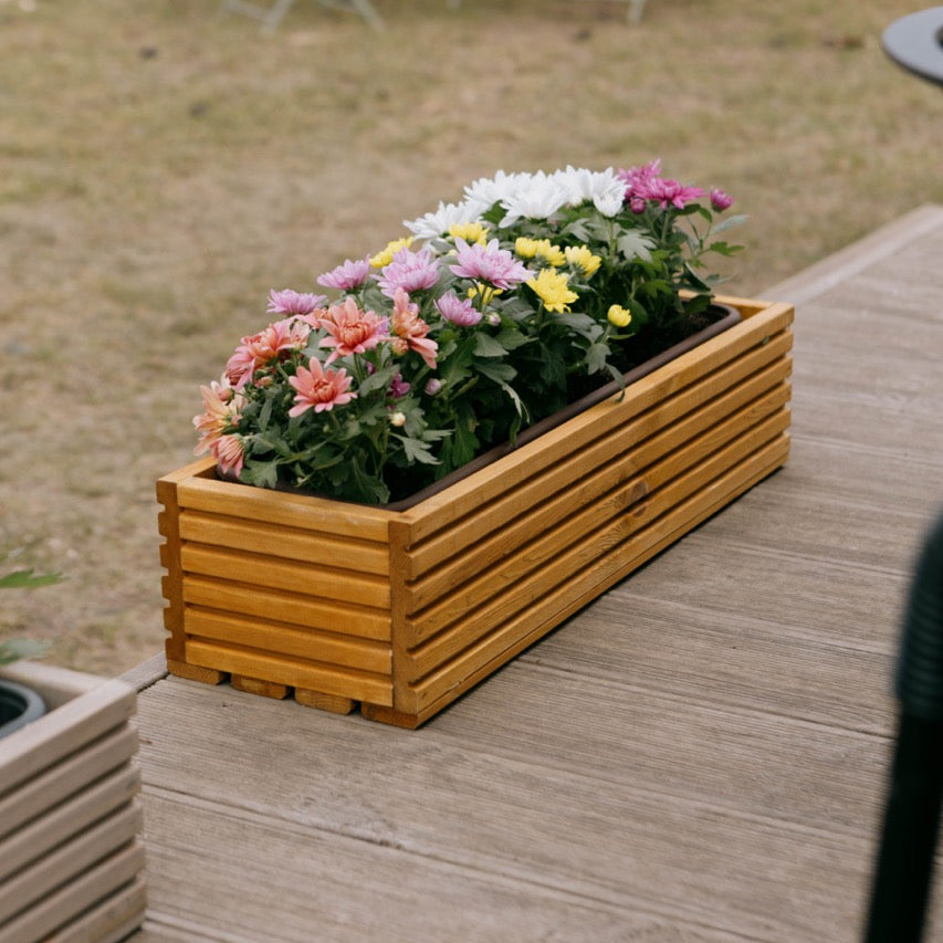 Wooden planter box with plastic insert - 64cm x 24cm