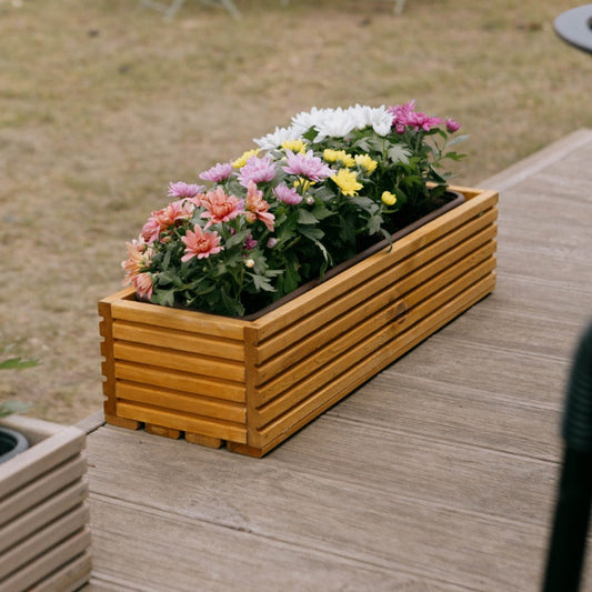 Wooden planter box with plastic insert - 64cm x 24cm