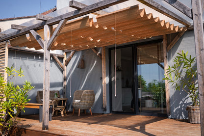Outdoor Pergola Canopy - Light Brown Bamboo