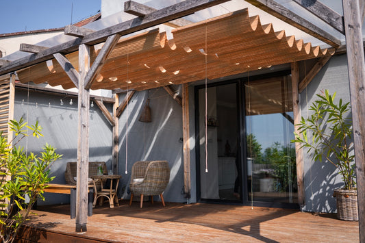Outdoor Pergola Canopy - Light Brown Bamboo