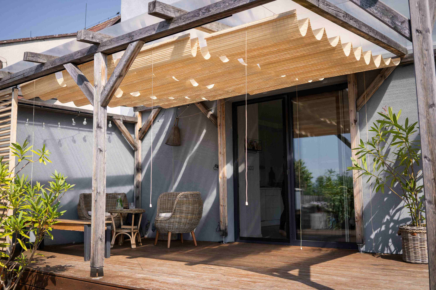 Outdoor Pergola Canopy - Natural Bamboo