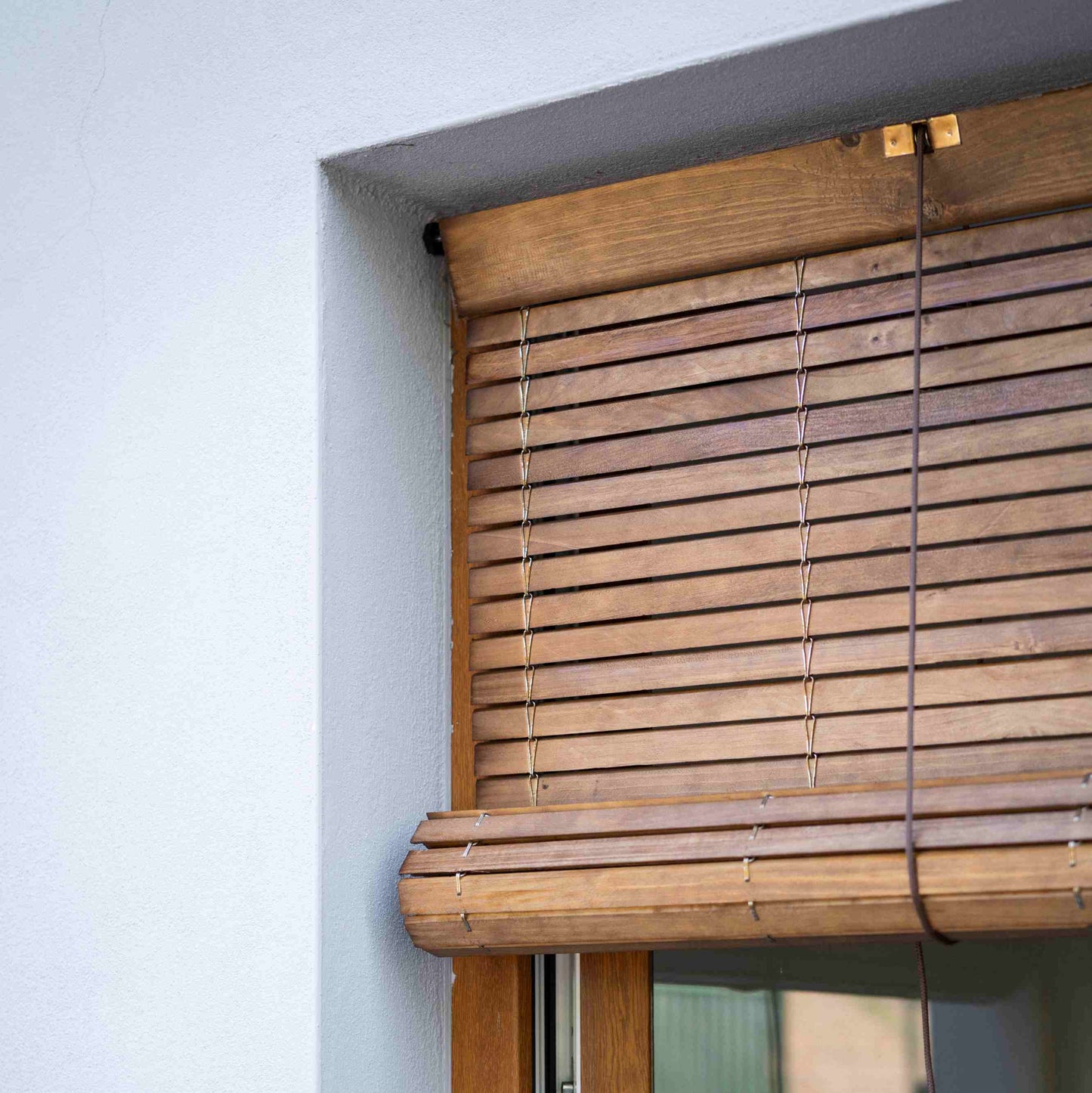 Exterior Window Blind - Brown wood