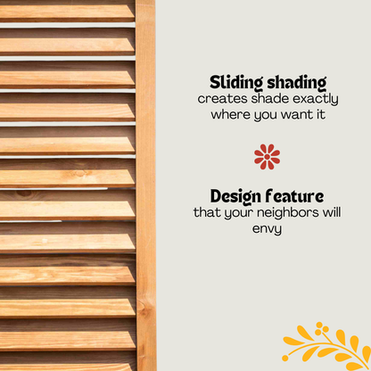 Sliding Outdoor Sunscreen for Terraces - Natural wood