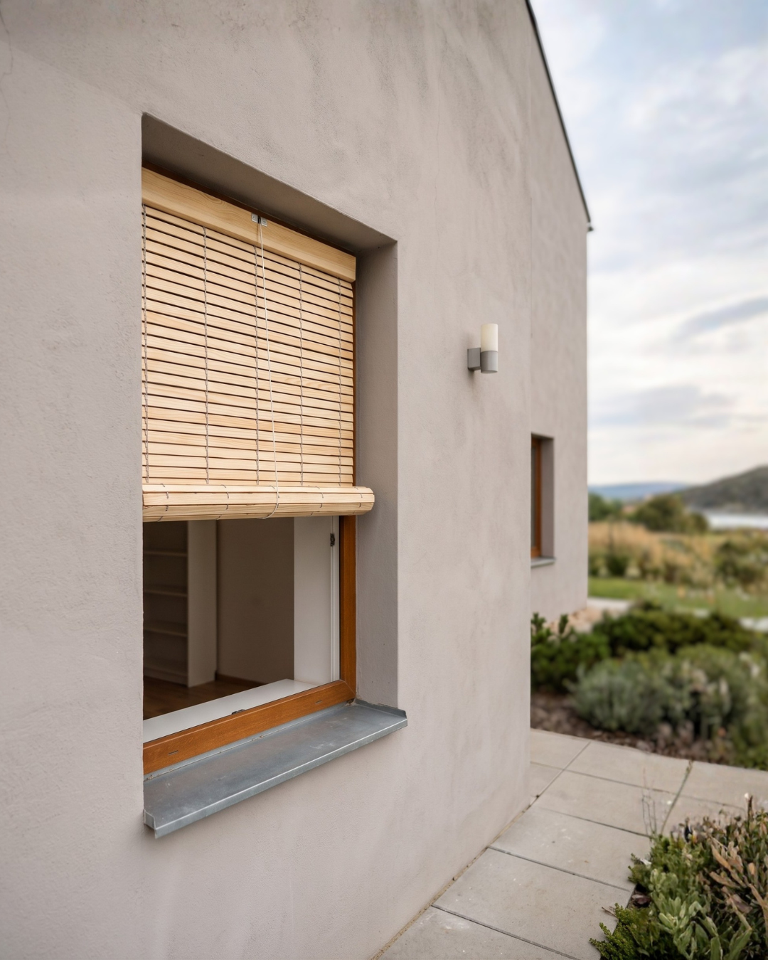 Exterior Window Blind - Natural wood