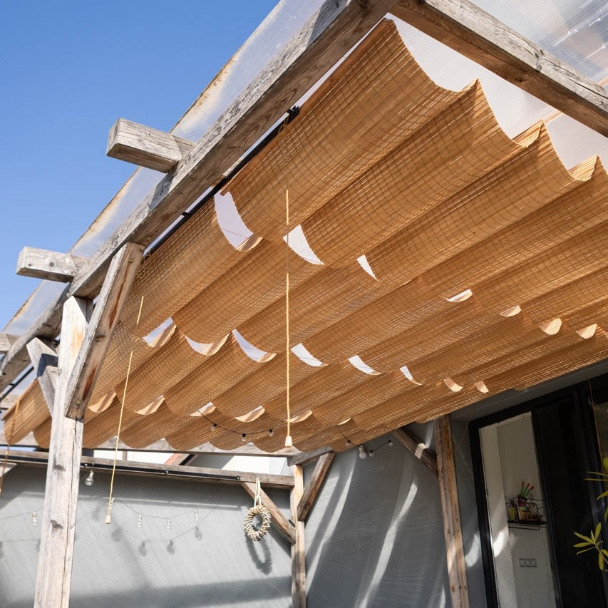 Outdoor Pergola Canopy - Light Brown Bamboo