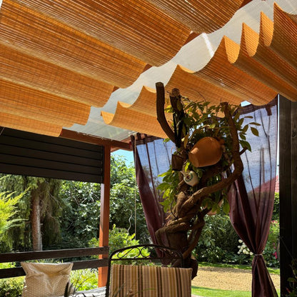 Outdoor Pergola Canopy - Light Brown Bamboo