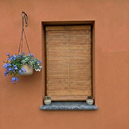 Exterior Window Blind - Brown wood