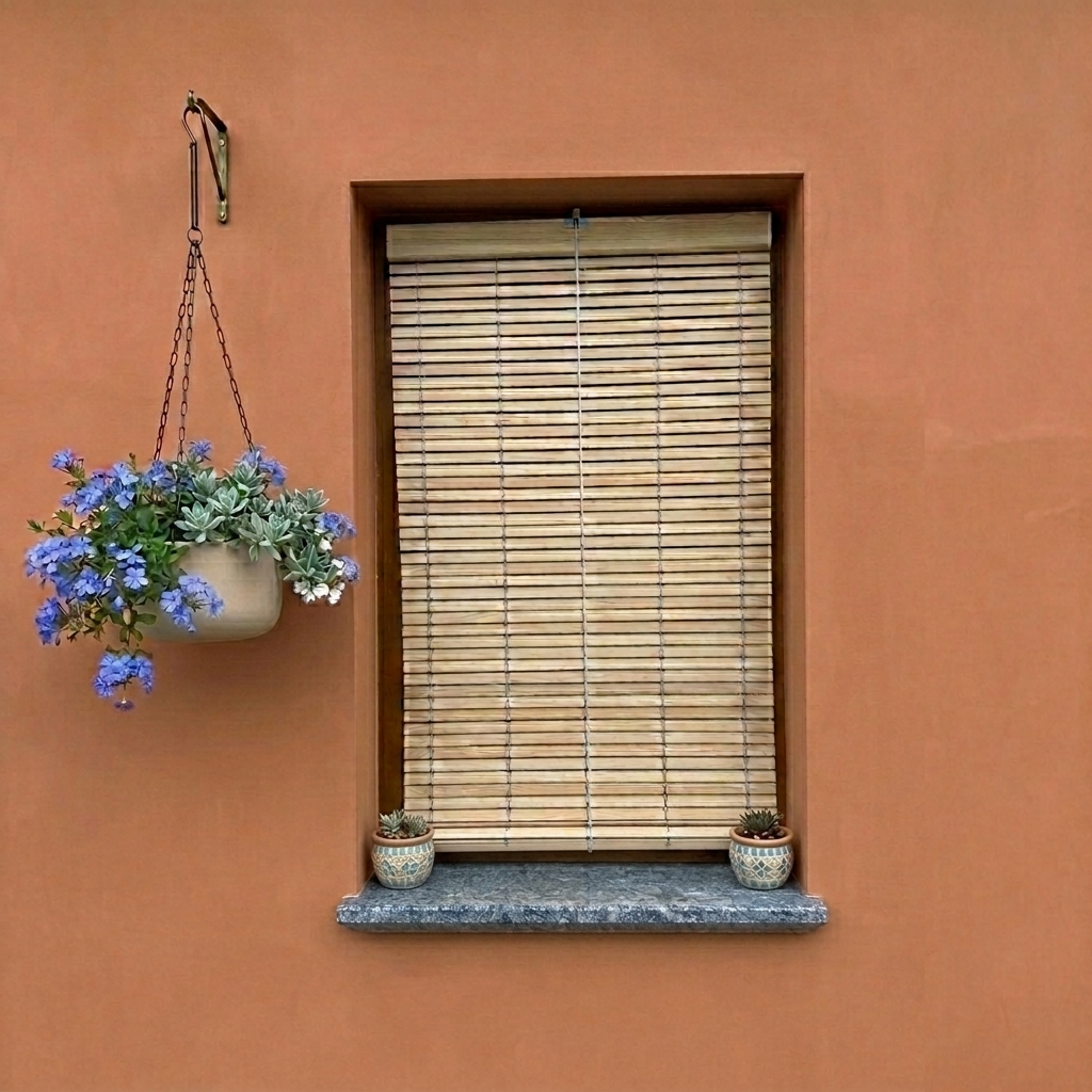 Exterior Window Blind - Natural wood