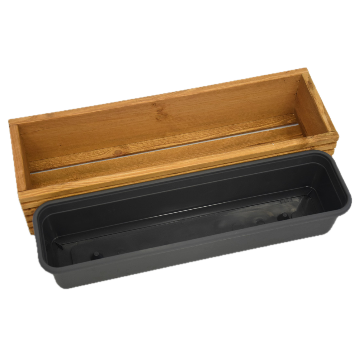 Wooden planter box with plastic insert - 64cm x 24cm